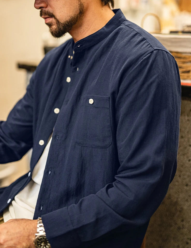 Grandad Collar Lyocell Shirt