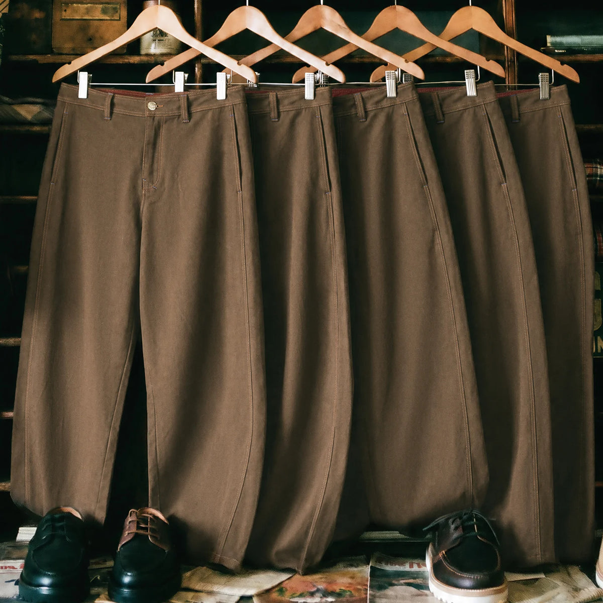 Heavyweight Wide Leg Trousers - Brown