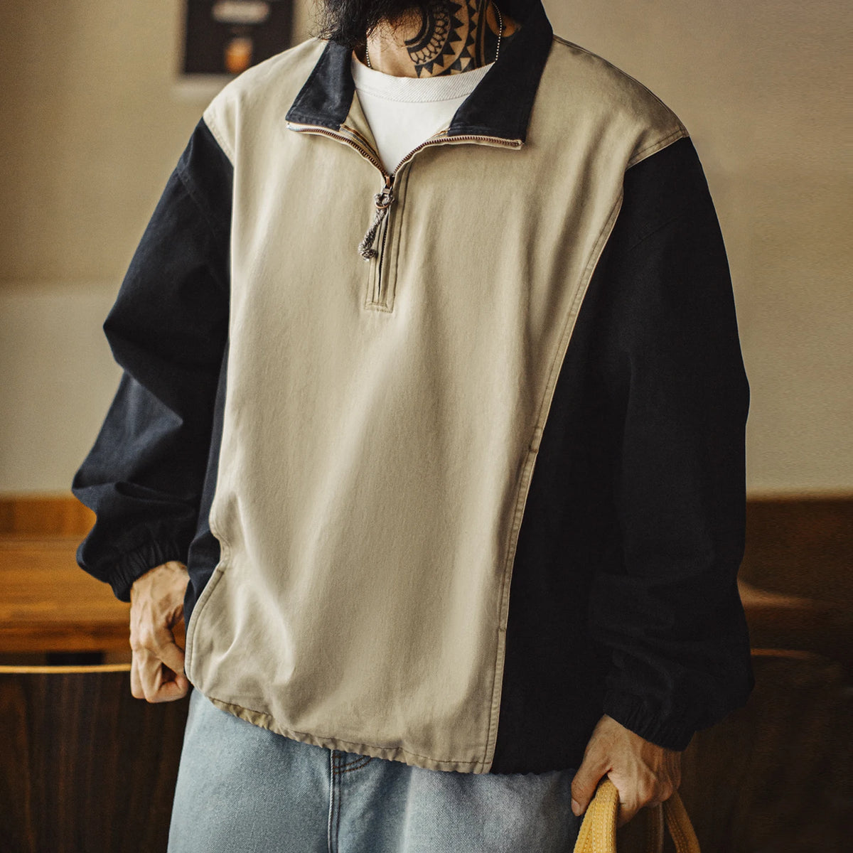 Heritage Panelled Half Zip Throwover