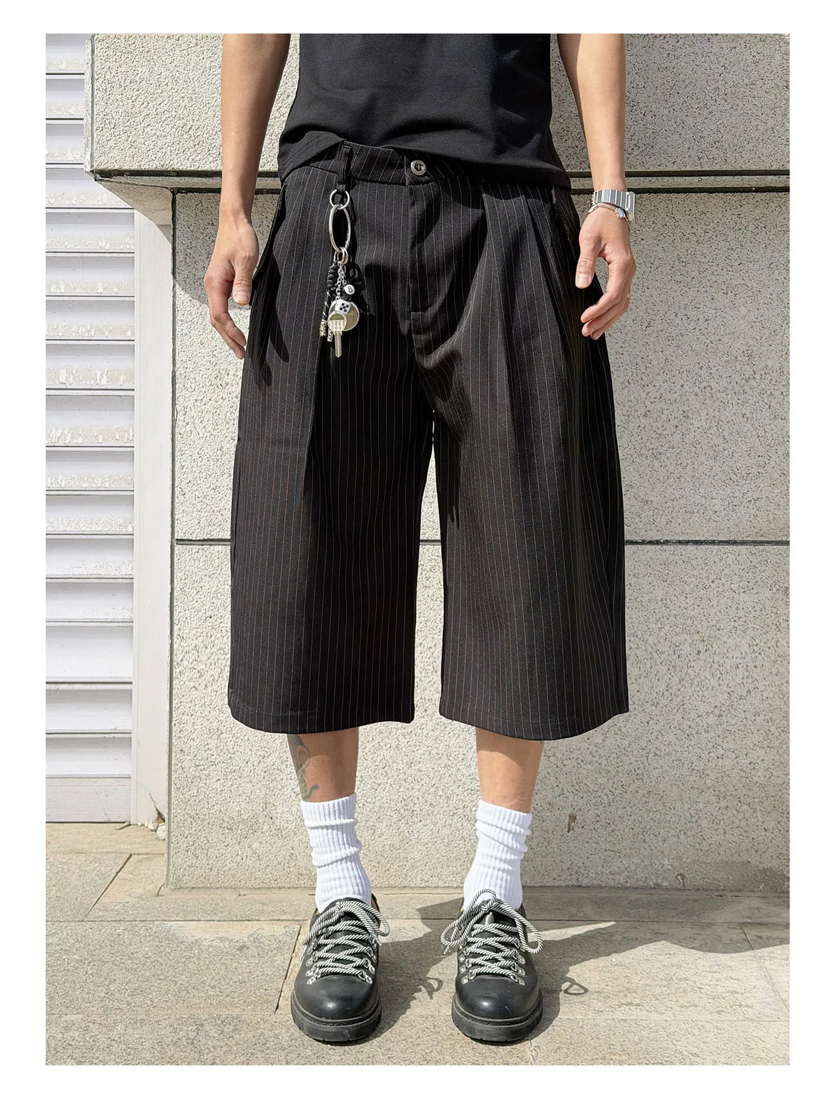 Pinstripe Tailored Long Shorts