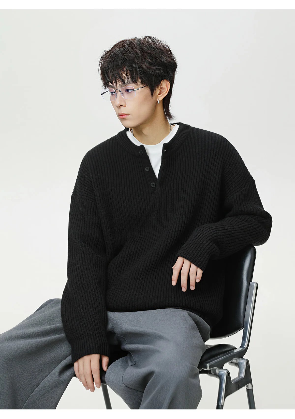 Rib Knit Henley Sweater