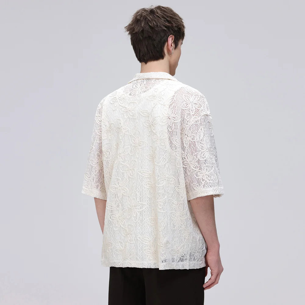Sheer Lace Short Sleeve Shirt