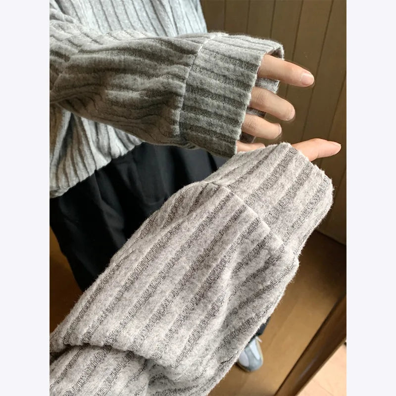 Textured Rib Knit Long Sleeve Top