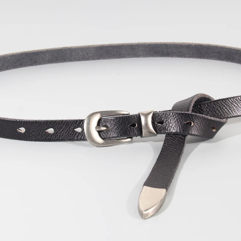 Thin Leather Western Belt