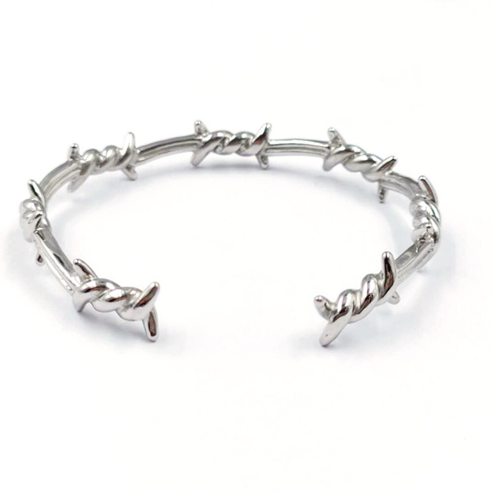 Barbed Wire Cuff Bracelet - Silver