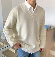 Cable Knit V Neck Jumper thestreetsofseoul-korean-street-style-minimal-kstyle-streetwear-mens-fashion-clothing