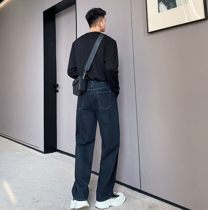 Contrast Waist Patch Jeans | Streets of Seoul | Men's Korean Style