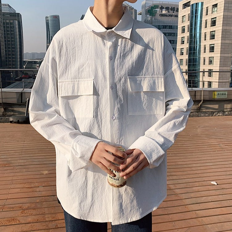 Crinkle Texture Overshirt | Streets of Seoul | Men's Korean Style Fashion