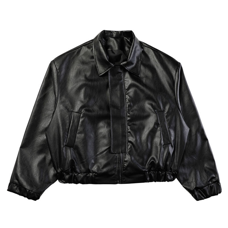 Cropped Faux Leather Jacket thestreetsofseoul-korean-street-style-minimal-kstyle-streetwear-mens-fashion-clothing