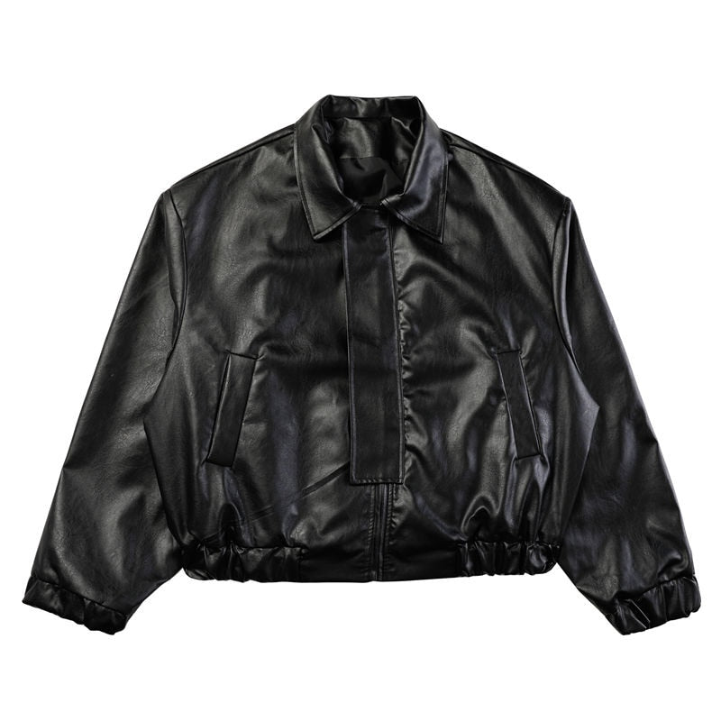 Boxy Cropped Crop Top Jacket Mens Cropped Faux Leather Jacket