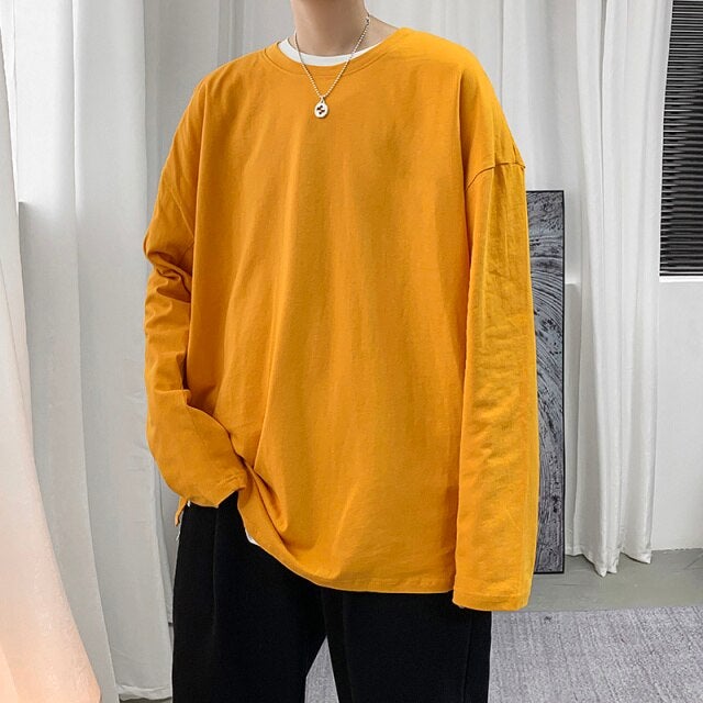 Korean Style Long Sleeve Oversized Shirt - UrbanWearOutsiders