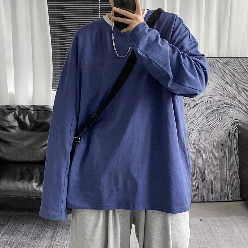 Essential Oversized Long Sleeve T-Shirt | Streets of Seoul | Men's