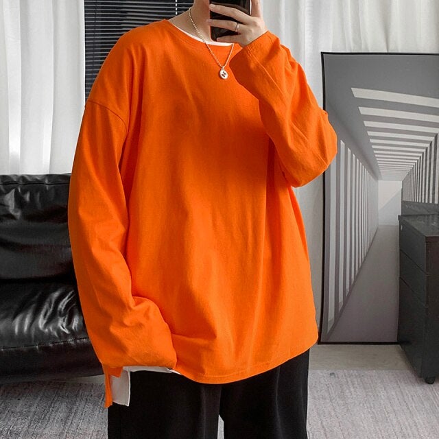 Mens oversized orange t clearance shirt