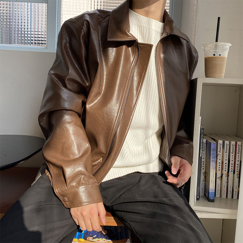 Faux Leather Coach Jacket | Streets of Seoul | Men's Korean Style