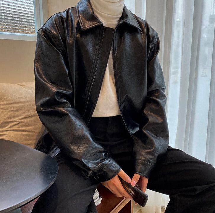 Faux Leather Coach Jacket | Streets of Seoul | Men's Korean Style Fashion