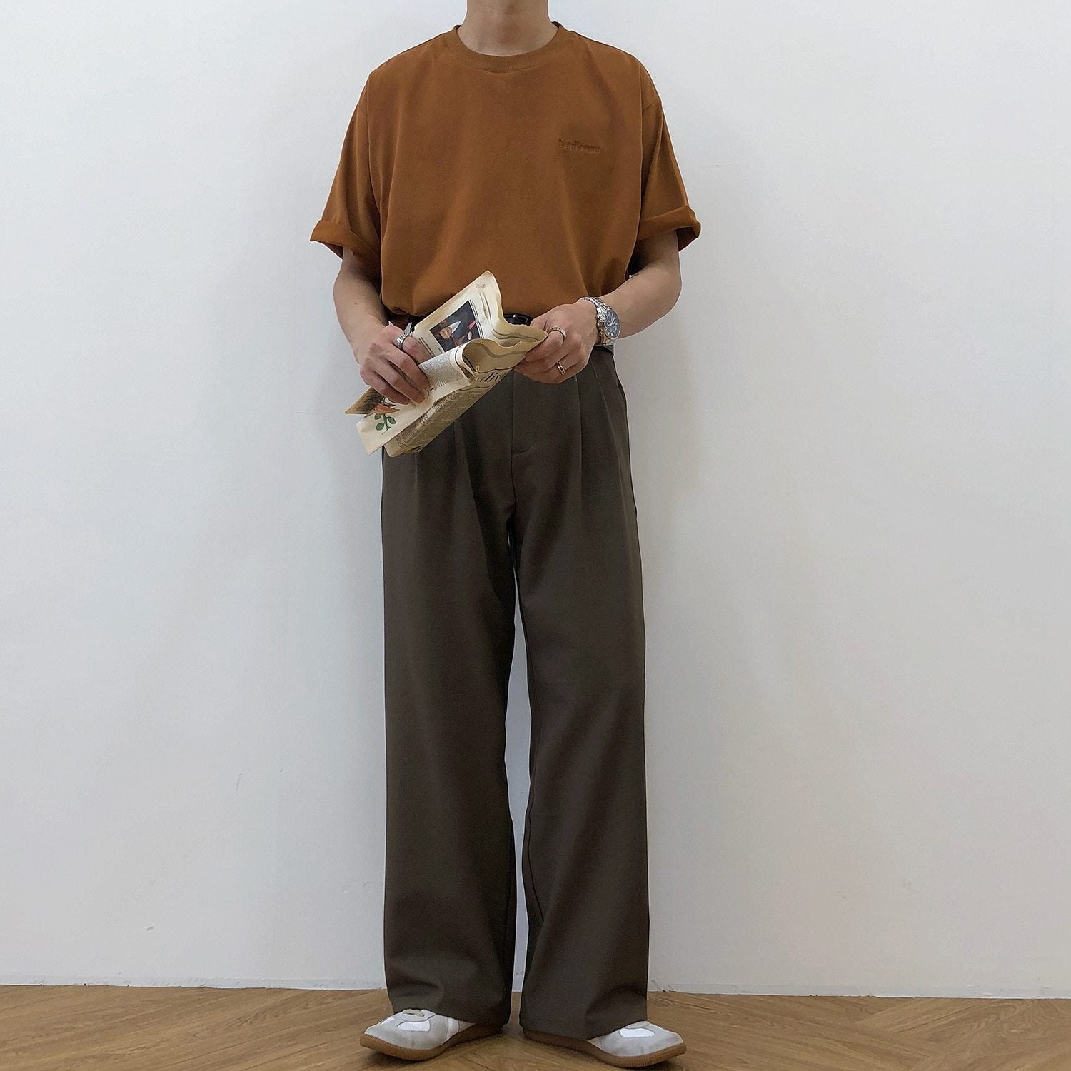 Extra Wide Pleat Front Trousers, Streets of Seoul