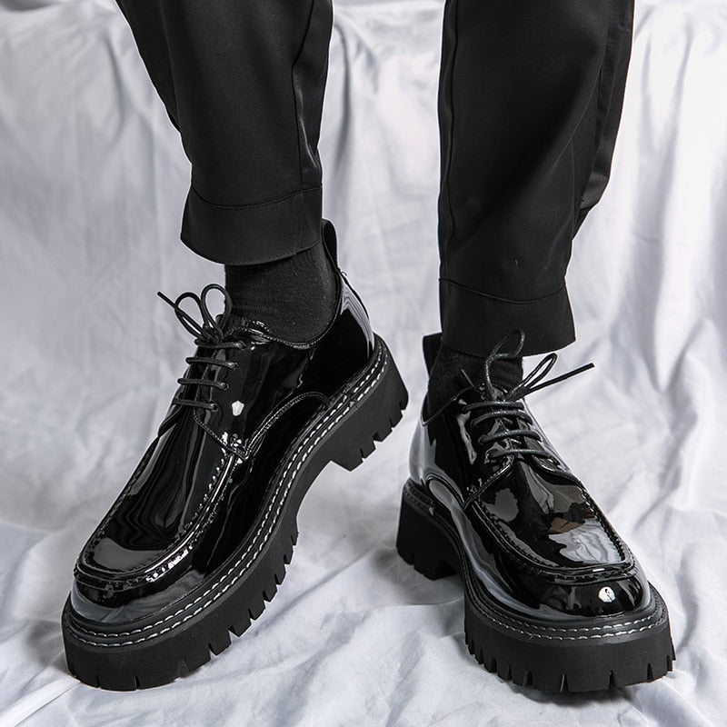Guro Patent Lace Up Shoes | Streets of Seoul | Men's Korean Style Fashion