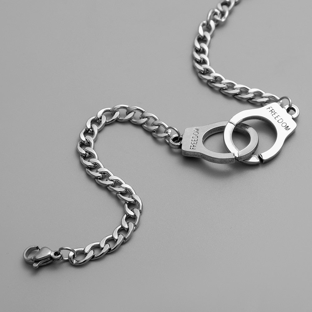 Men's stainless steel handcuff on sale bracelet