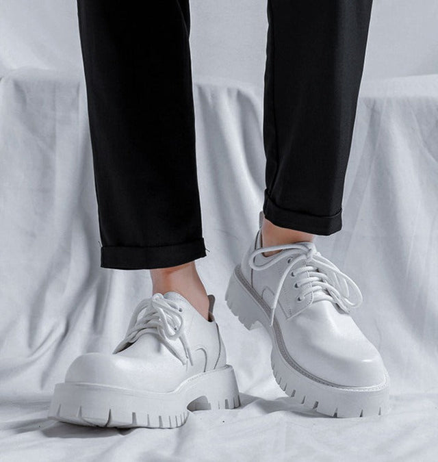Black Raised Sole Court Trainers