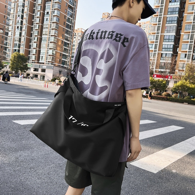 Large Anti-tear Nylon Tote Bag Streets of Seoul Men's Korean