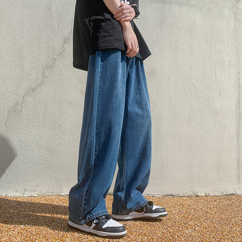 Baggy Beige Jeans Men Fashion Casual Oversized Wide Leg Jeans Men  Streetwear Korean Loose Straight Denim
