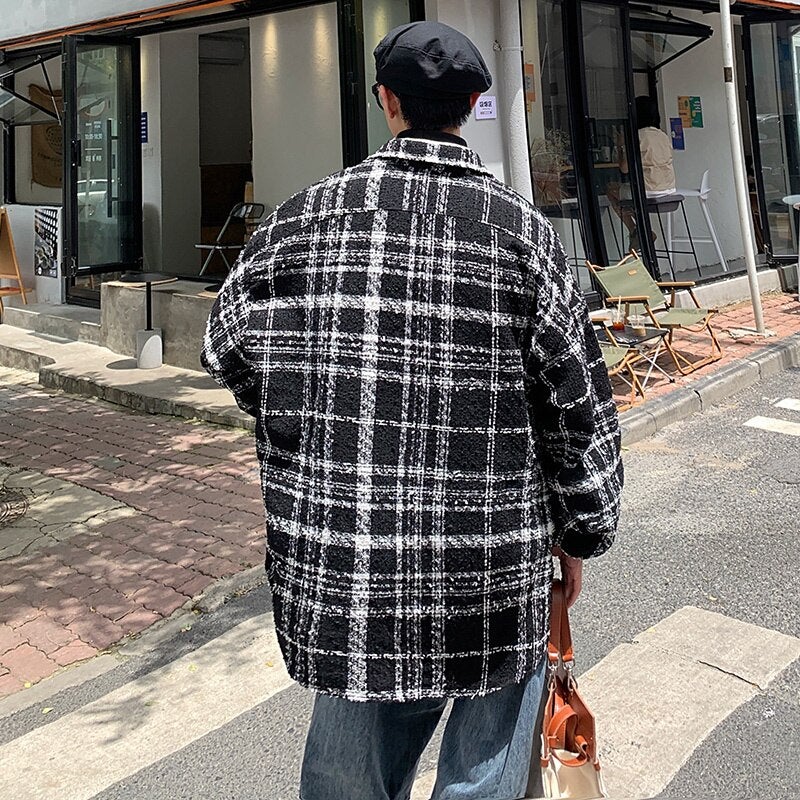 Long Sleeve Boucle Check Overshirt thestreetsofseoul-korean-street-style-minimal-kstyle-streetwear-mens-fashion-clothing