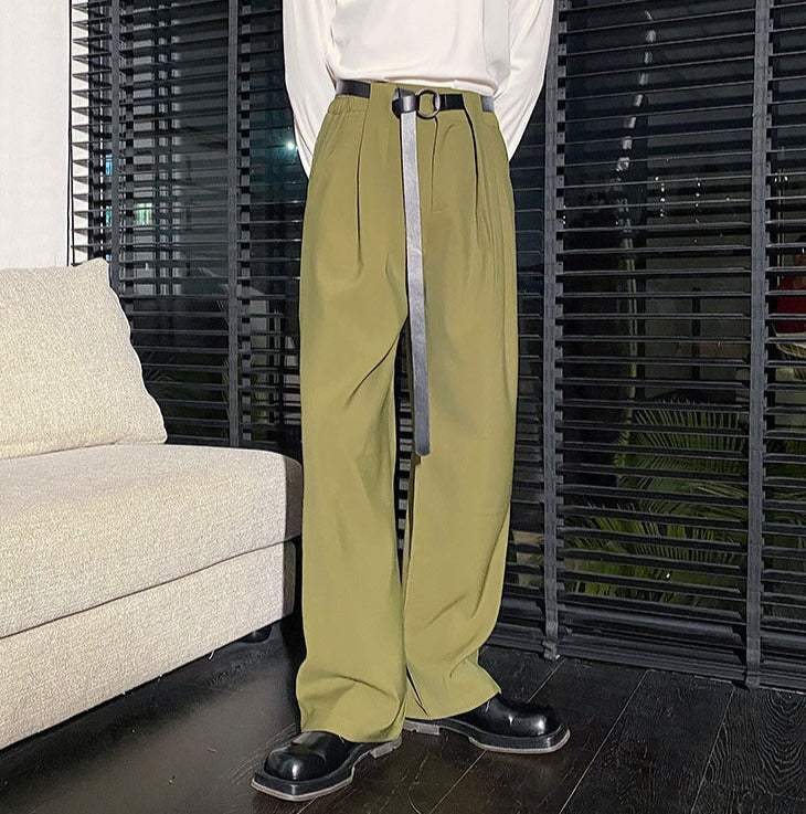 Black Twill Korean Baggy Pants, Buy Wide Legged Trousers