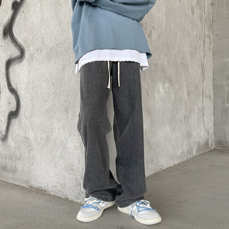 Loose Fit Drawstring Jeans thestreetsofseoul-korean-street-style-minimal-kstyle-streetwear-mens-fashion-clothing
