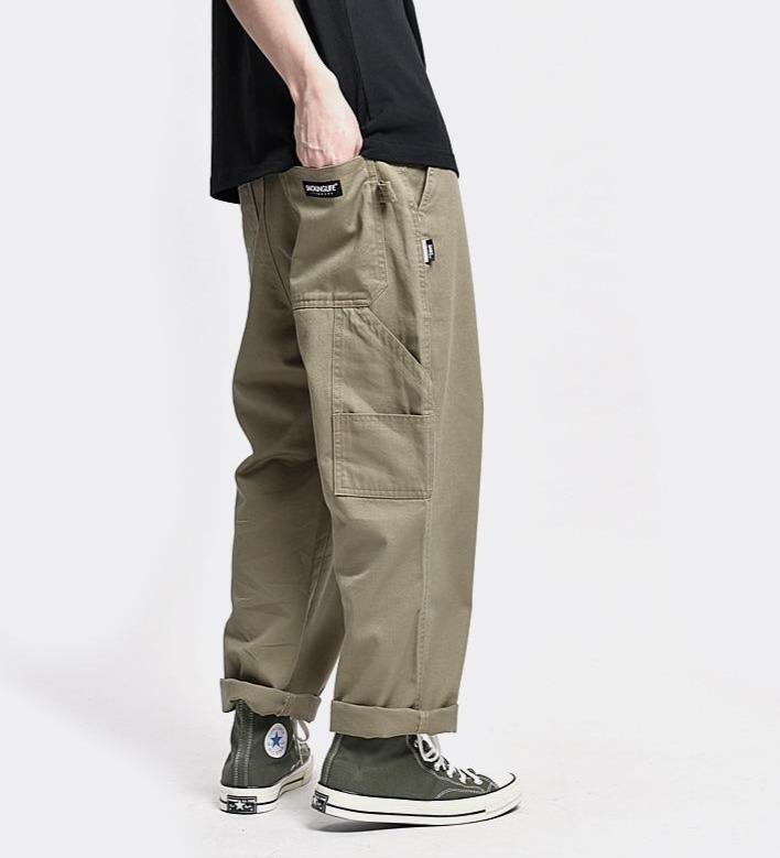 Men039s Spring Fall Casual Long Loose Fit Pants Overalls Cargo Pocket  Trousers New  eBay