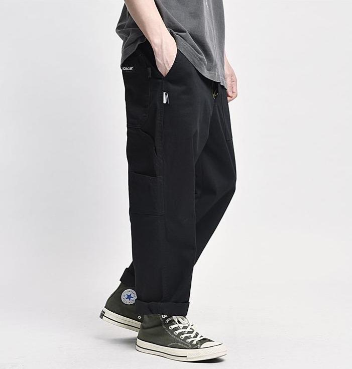 LSJSN Black Cargo Trousers for Men Casual Korean Style Cotton Men's Cargo  Trousers Men's Green Trousers Techwear Streetwear Hip Hop : :  Fashion