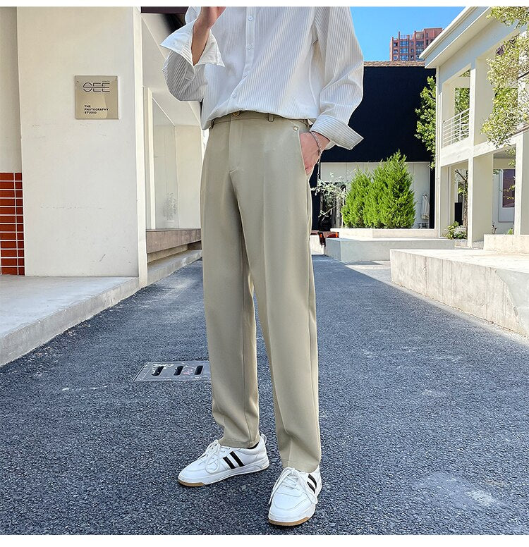Minimal Slim Leg Suit Pants, Streets of Seoul