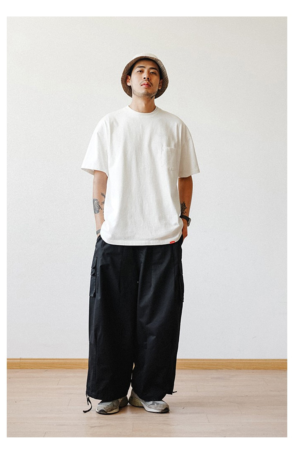 Korean Style] High Waist Drawstring Wide Leg Cargo Pants – Ordicle