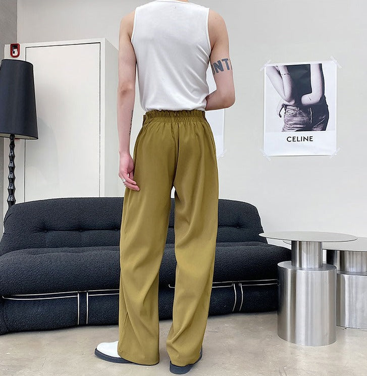 Men Wide-Leg Waist Strap Pants Skirt-Like Trousers Pocket Baggy Loose  Sports | eBay