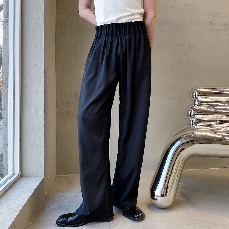 High-Waisted Pleated Pants With Velcro Closure