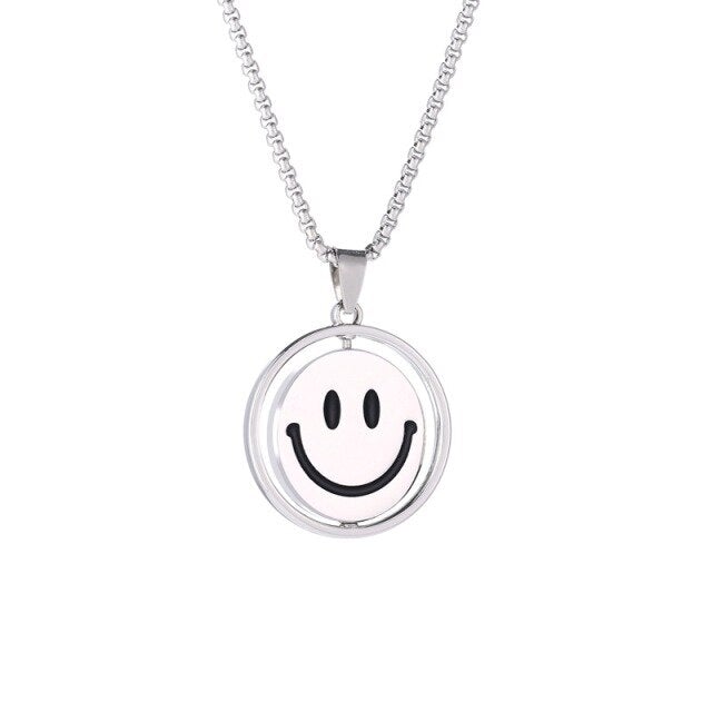 Reversible Smiley Sad Face Pendant Necklace thestreetsofseoul-korean-street-style-minimal-kstyle-streetwear-mens-fashion-clothing