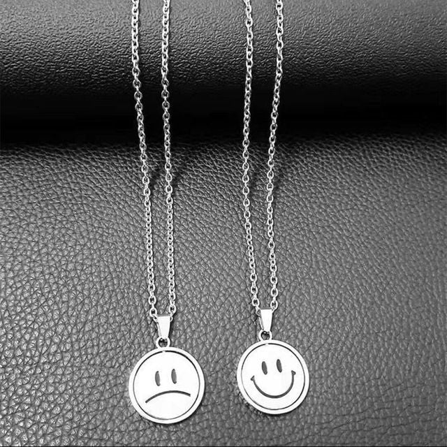 Reversible Smiley Sad Face Pendant Necklace | Streets of