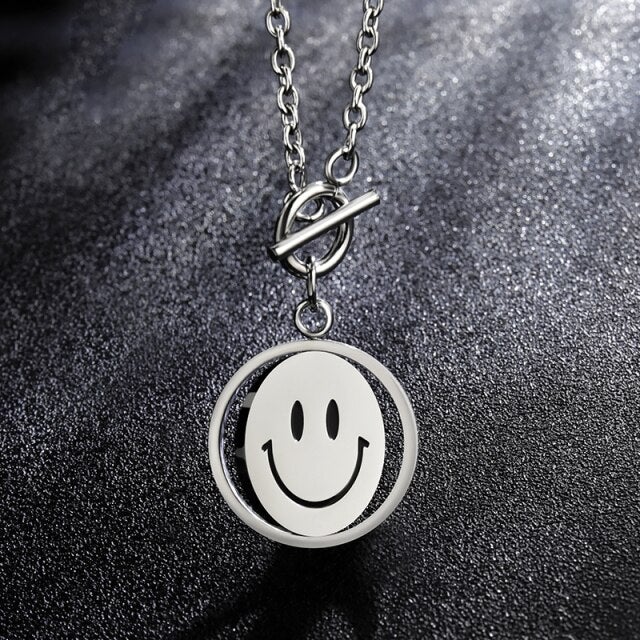 Wendbare Halskette mit traurigem Smiley Anhanger Kettenstil 2 60cm