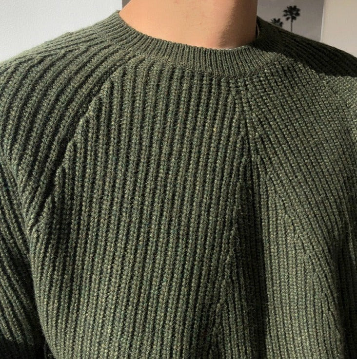 Open Neck Collared Rib Knit Sweater, Streets of Seoul