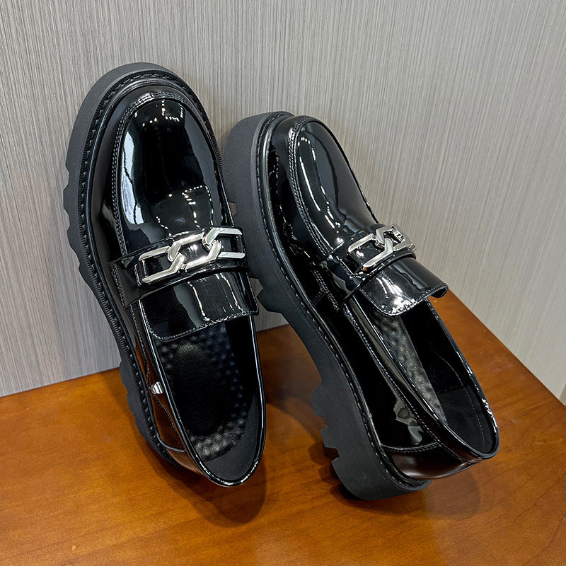 Samil Chain Detail Patent Loafers thestreetsofseoul-korean-street-style-minimal-kstyle-streetwear-mens-fashion-clothing