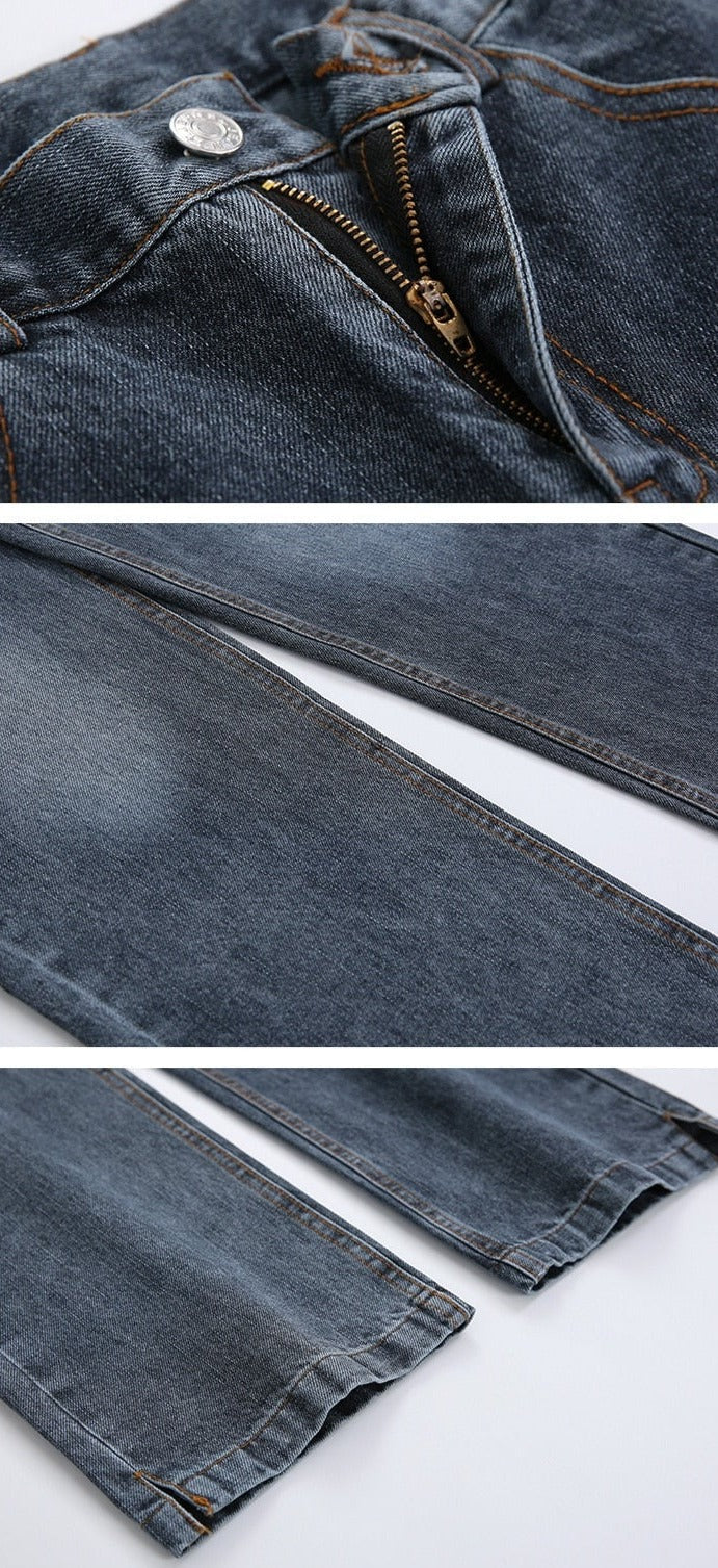 Split Hem Washed Denim Jeans, Streets of Seoul