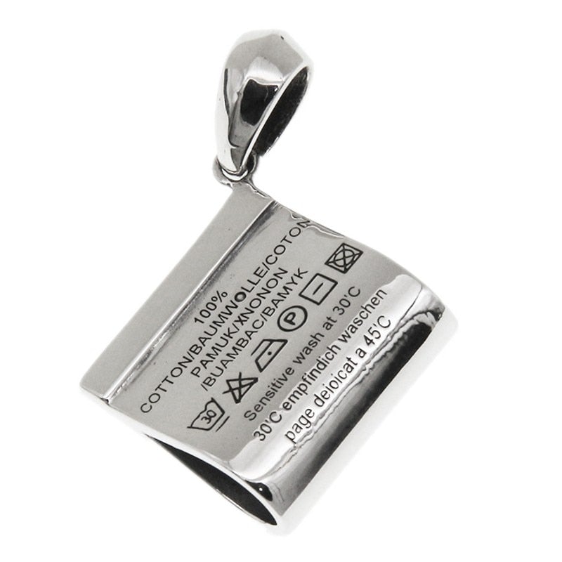 Sterling Silver Care Label Pendant thestreetsofseoul-korean-street-style-minimal-kstyle-streetwear-mens-fashion-clothing