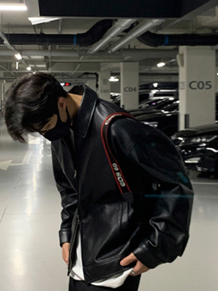 Two Way Zip Faux Leather Jacket | Streets of Seoul | Men's Korean