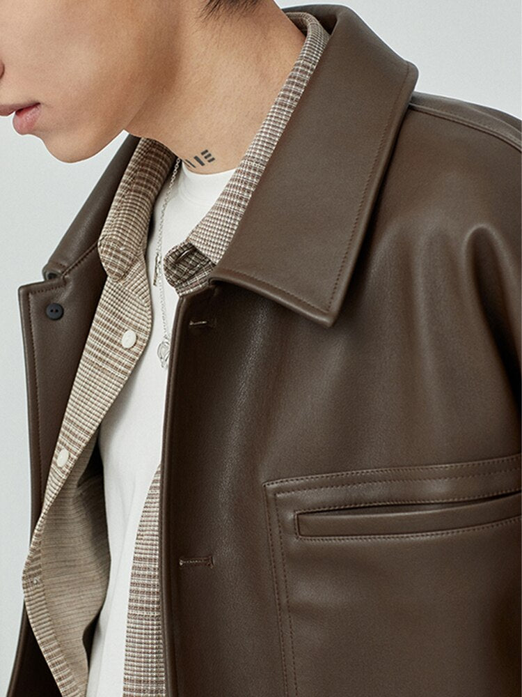 Men Faux Leather Jacket Straight Jacket Men Long Sleeve Zipper PU Jacket |  eBay