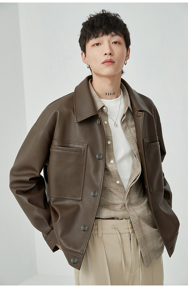 Buy elegantstunning Men PU Leather Jacket Handsome Slim Fit Fashion  Motorcycle Korean Style Casual Coat at Amazon.in