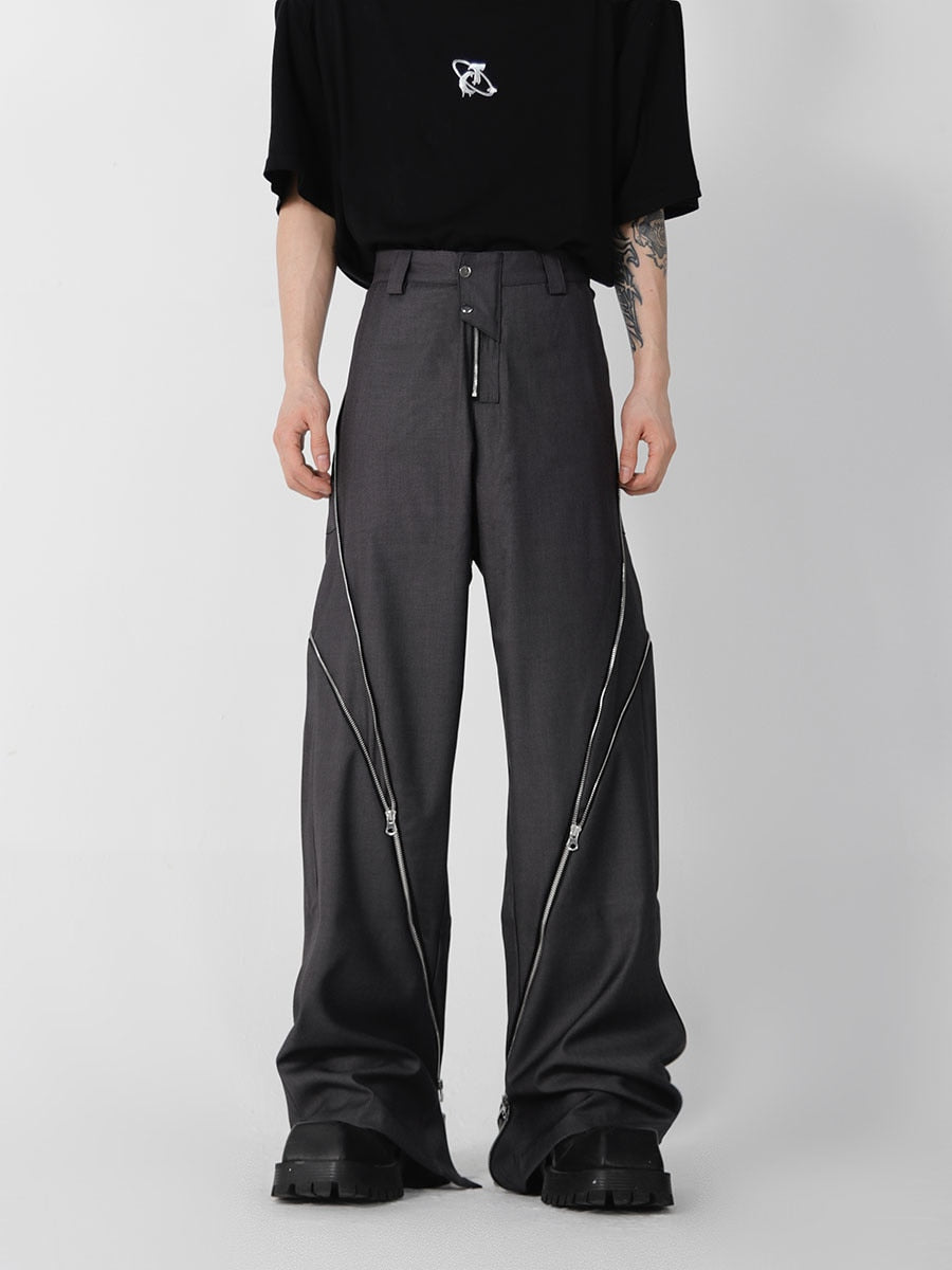 Zipped Seam Loose Fit Trousers